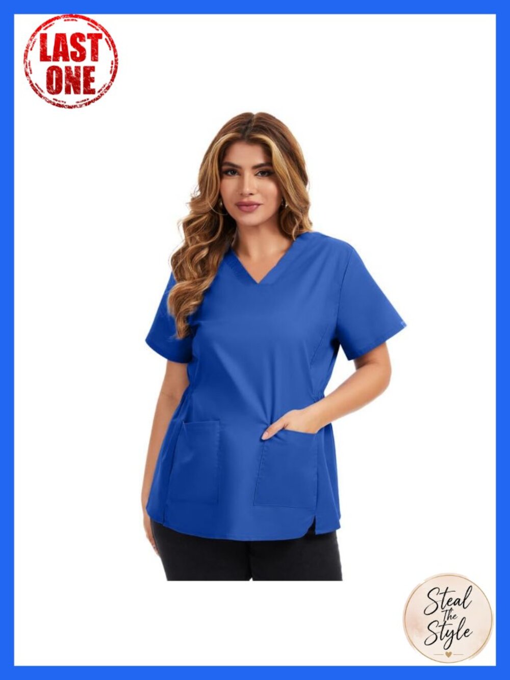 Maternity Scrub Top V-Neck Cotton Blend 2 Pockets Medical Workwear